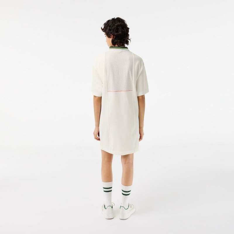 Women's Lacoste Organic Cotton French Made Polo Dress White | URO420958