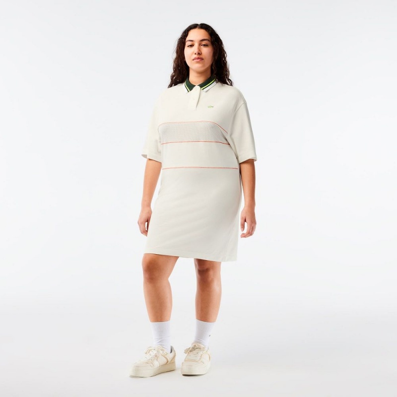 Women's Lacoste Organic Cotton French Made Polo Dress White | URO420958