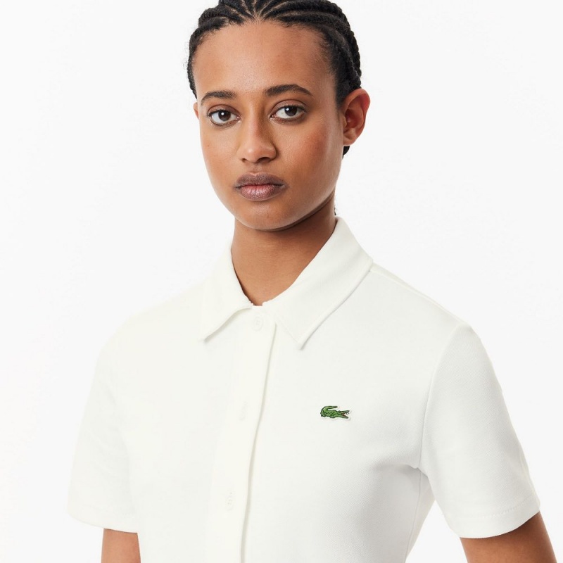 Women's Lacoste Organic Cotton Polo Dress White | VON358049