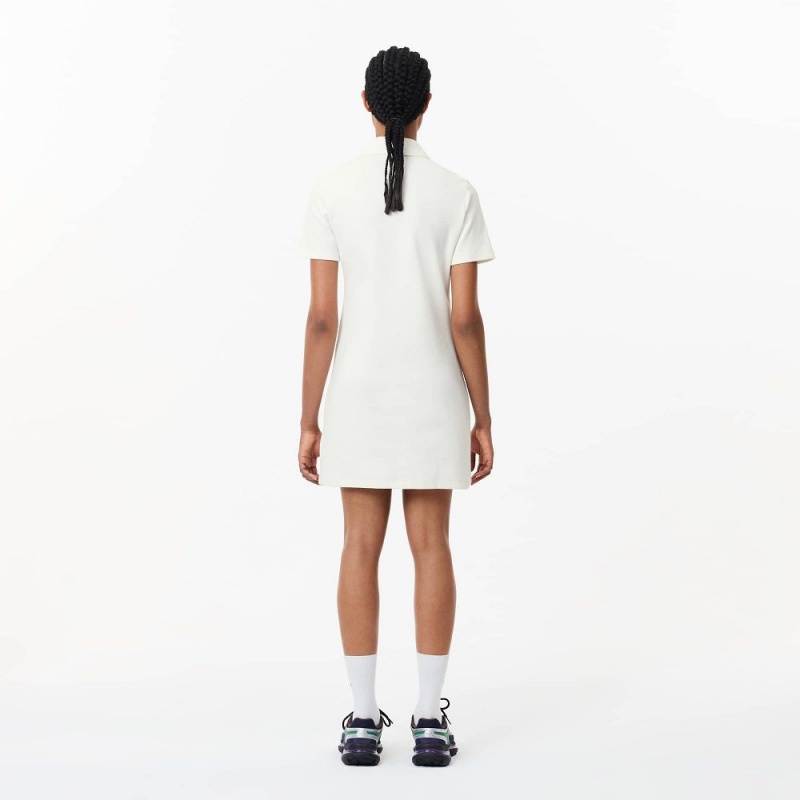 Women's Lacoste Organic Cotton Polo Dress White | VON358049