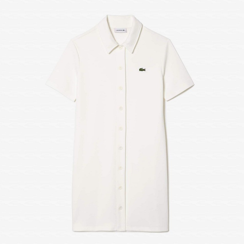 Women's Lacoste Organic Cotton Polo Dress White | VON358049