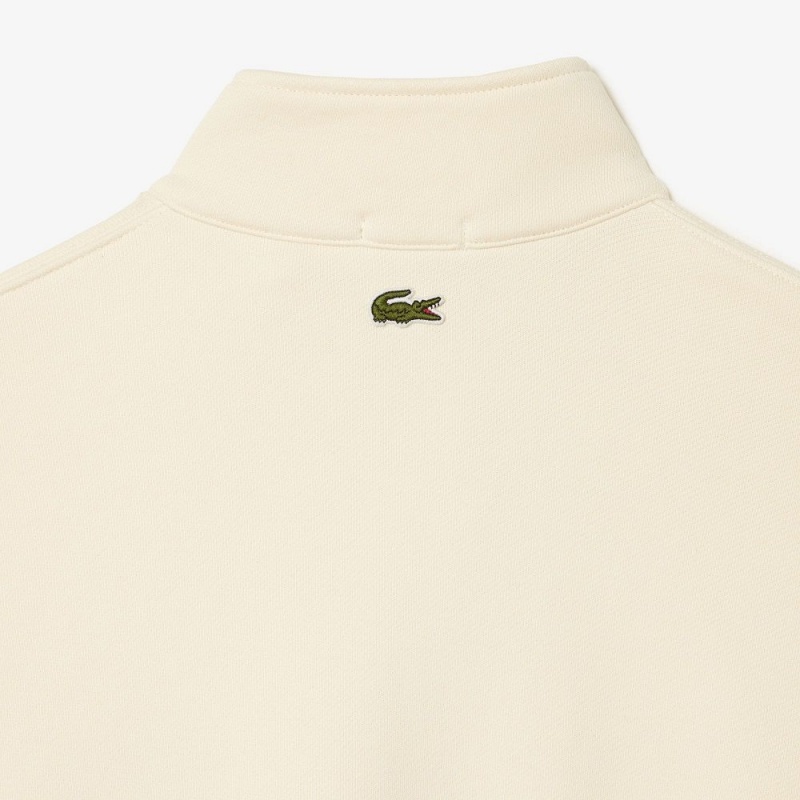 Women's Lacoste Organic Cotton Quarter-Zip Sweatshirt Cream | RNS497361