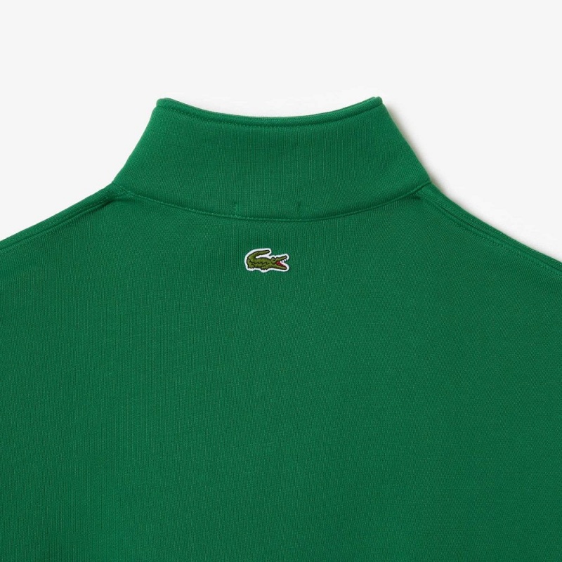 Women's Lacoste Organic Cotton Quarter-Zip Sweatshirt Rocket Green | OXI479106