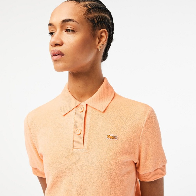 Women's Lacoste Organic Cotton Terry Polo Shirts Light Orange | WND092456