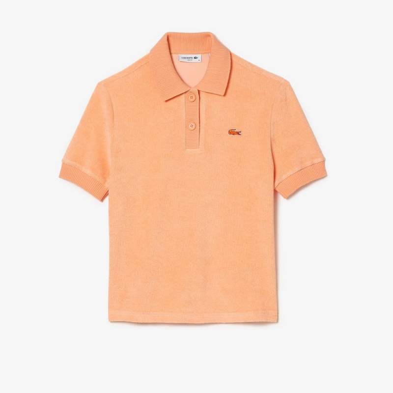 Women's Lacoste Organic Cotton Terry Polo Shirts Light Orange | WND092456