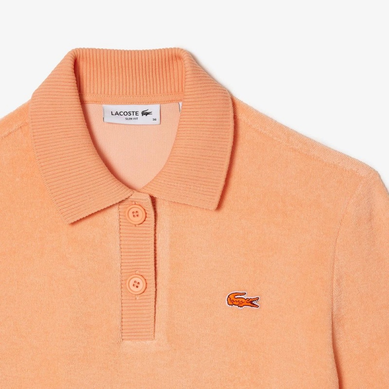 Women's Lacoste Organic Cotton Terry Polo Shirts Light Orange | WND092456