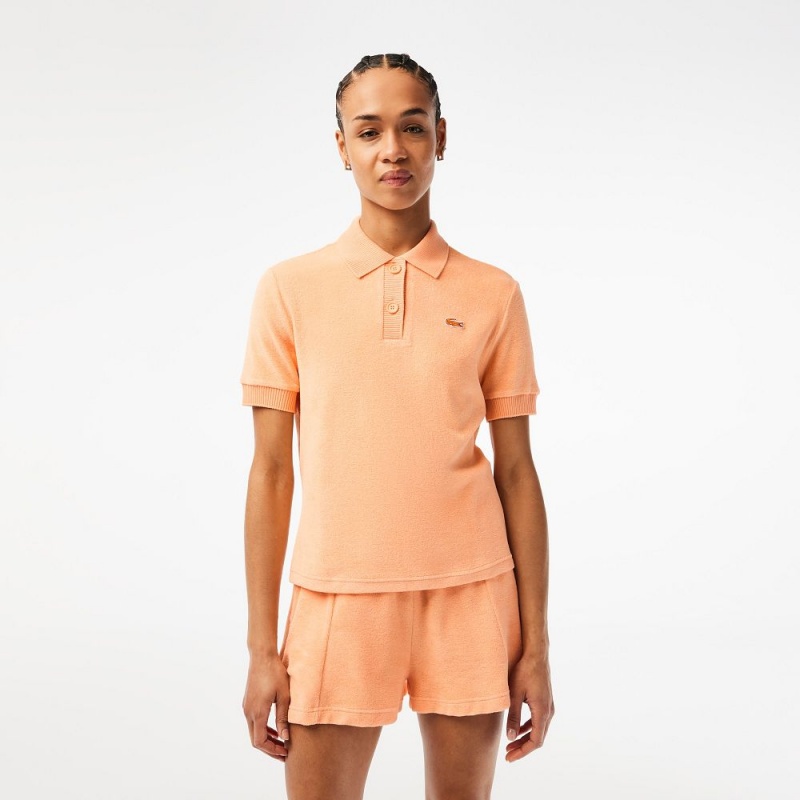 Women\'s Lacoste Organic Cotton Terry Polo Shirts Light Orange | WND092456