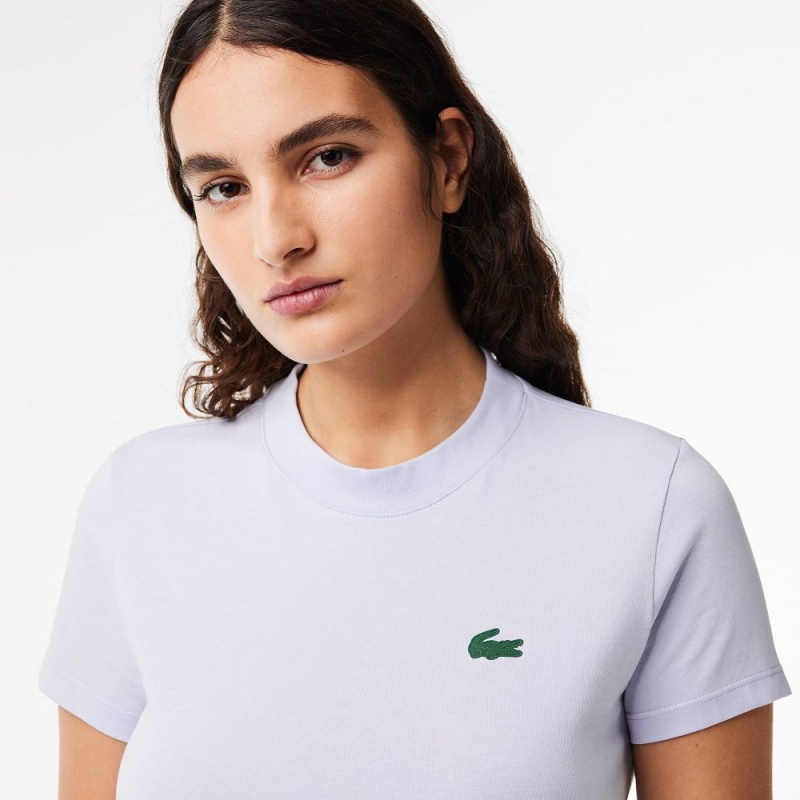 Women's Lacoste Organic Cotton Ultra-Dry Jersey T-Shirt Phoenix blue | AQE237148