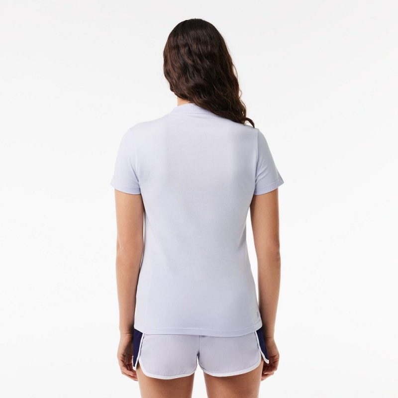 Women's Lacoste Organic Cotton Ultra-Dry Jersey T-Shirt Phoenix blue | AQE237148