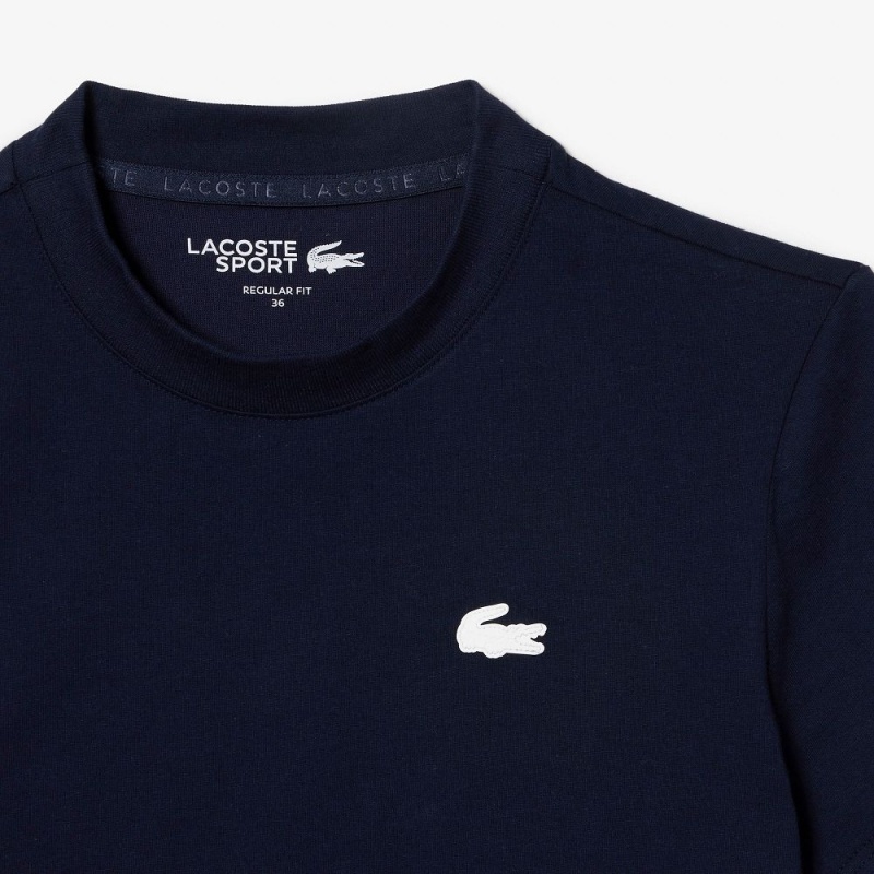 Women's Lacoste Organic Cotton Ultra-Dry Jersey T-Shirt Navy Blue | POY539012