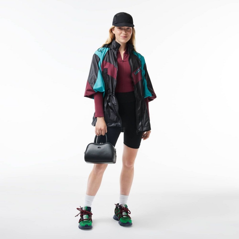 Women's Lacoste Oversized Adjustable Waiste Colorblock Jackets Black Blue Bordeaux | BHP728014