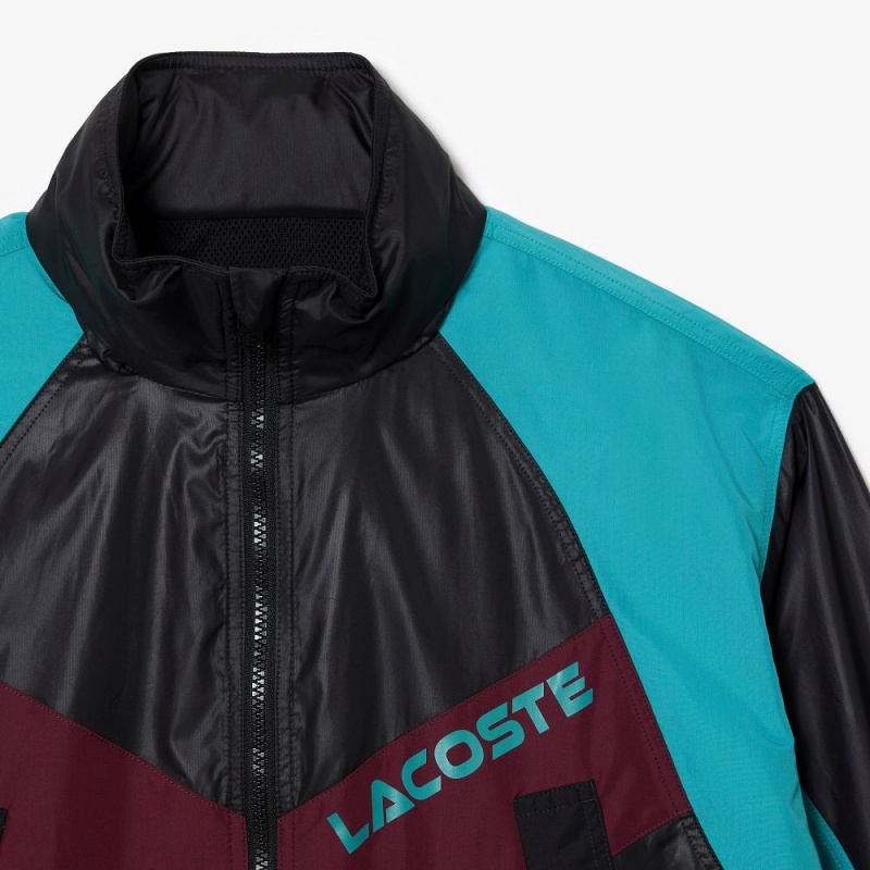 Women's Lacoste Oversized Adjustable Waiste Colorblock Jackets Black Blue Bordeaux | BHP728014