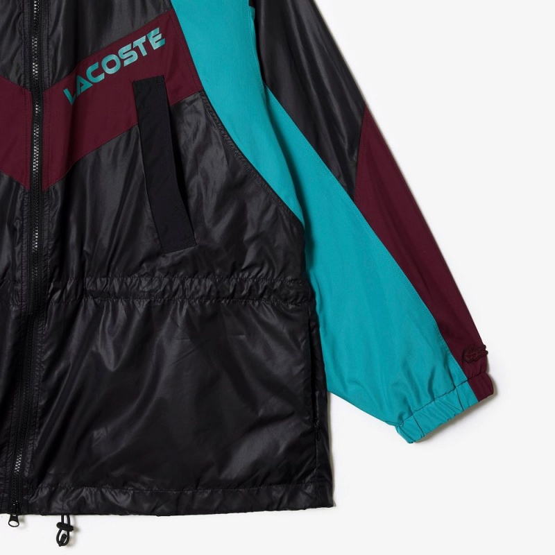 Women's Lacoste Oversized Adjustable Waiste Colorblock Jackets Black Blue Bordeaux | BHP728014