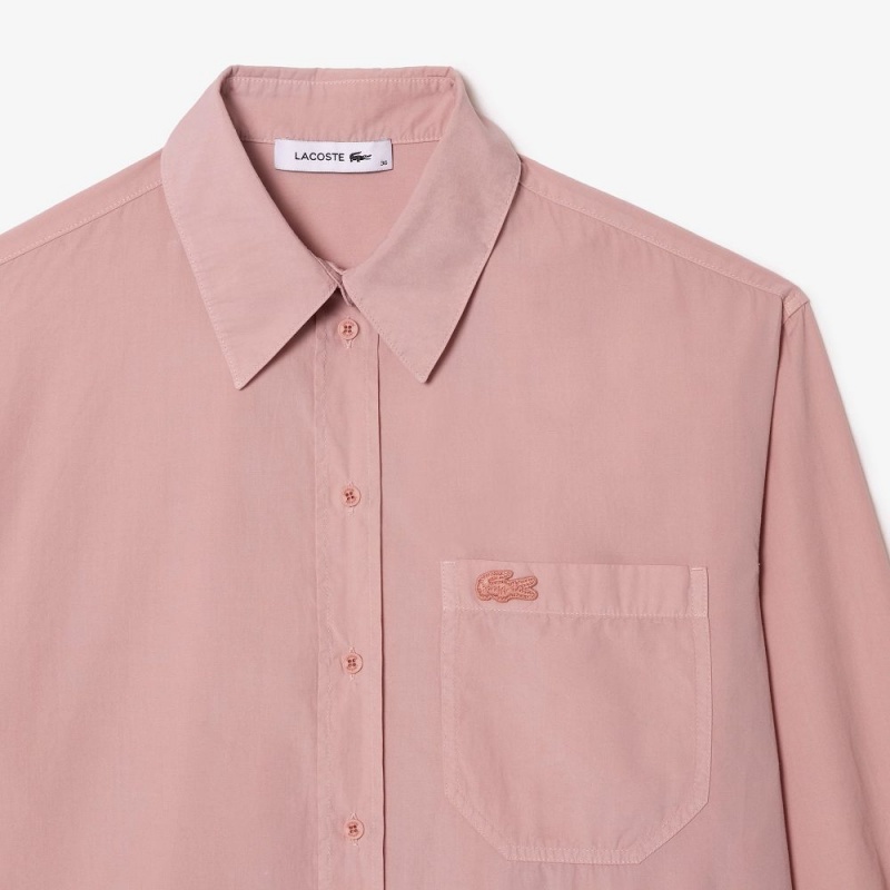 Women's Lacoste Oversized Cotton Poplin Shirt Pink | IVZ936804