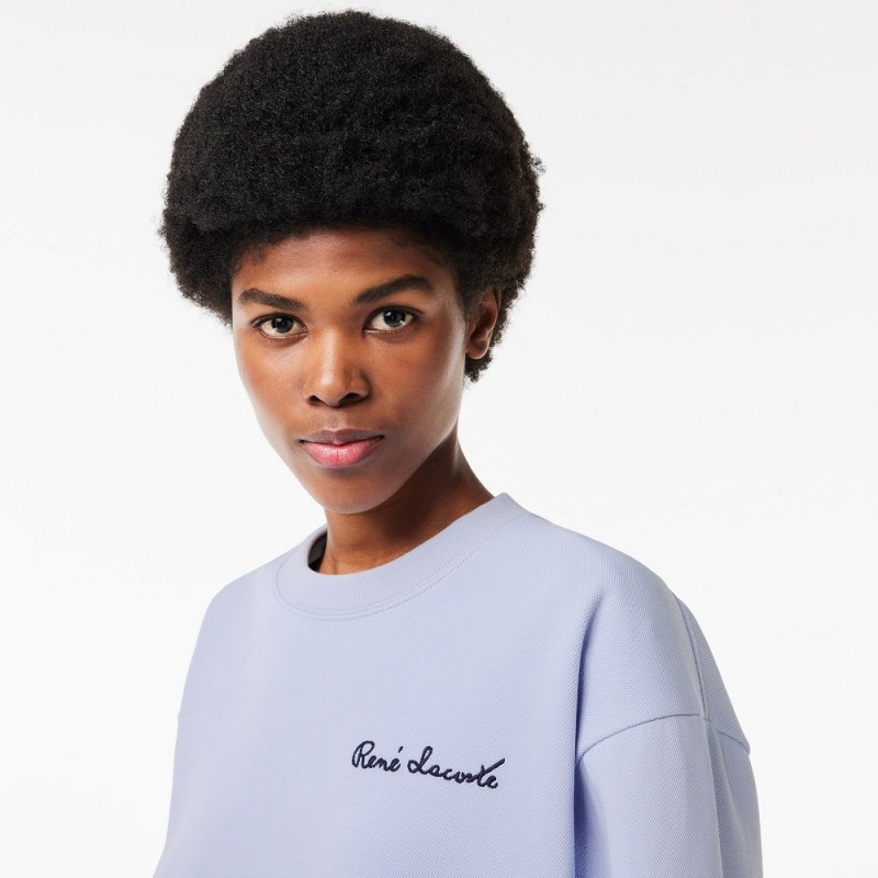 Women's Lacoste Oversized Double Face Sweatshirt Phoenix blue | ILQ231460