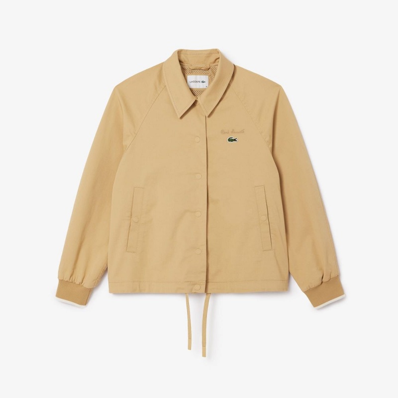 Women's Lacoste Oversized Embroidered Jackets Beige | QAB034815