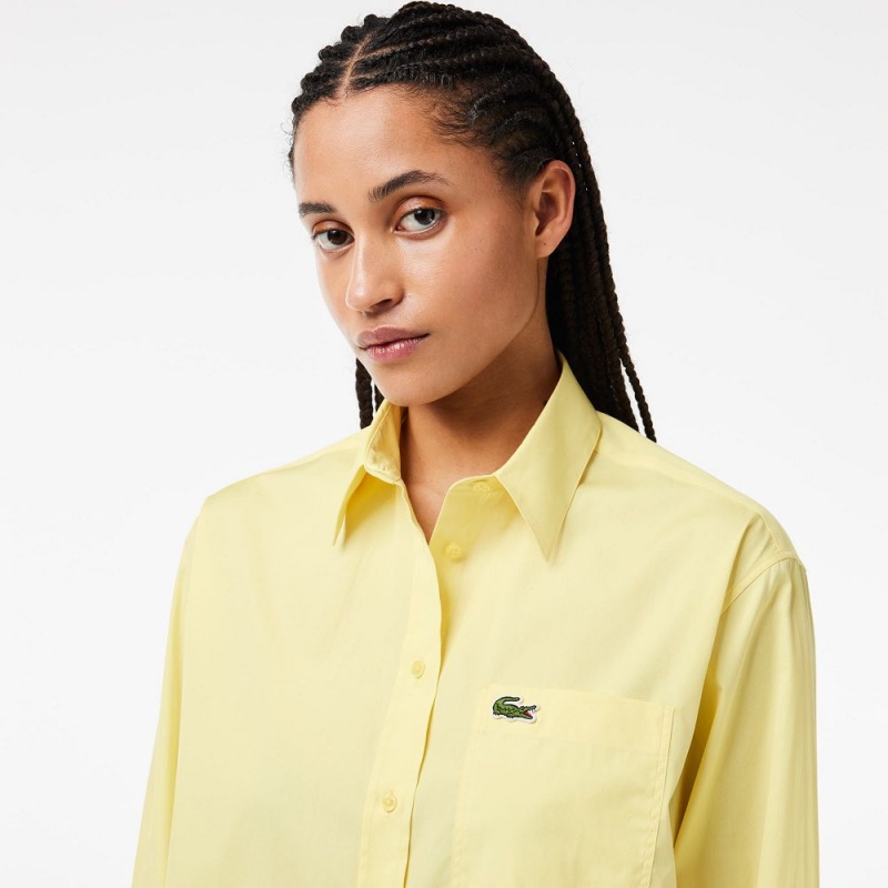 Women's Lacoste Oversized Fit Cotton Poplin Shirt Pastel yellow | BZP718403