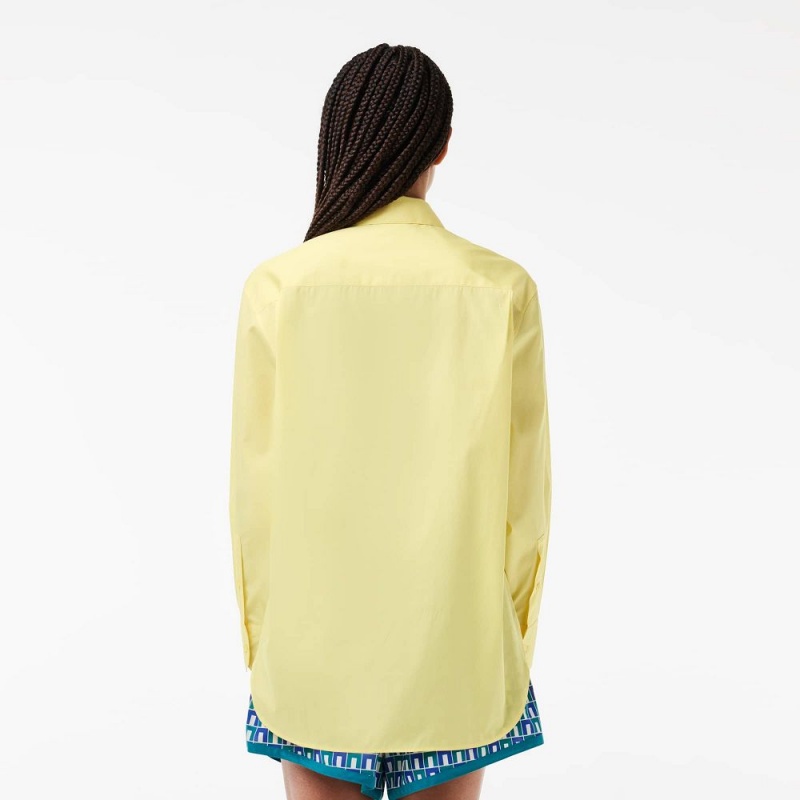 Women's Lacoste Oversized Fit Cotton Poplin Shirt Pastel yellow | BZP718403