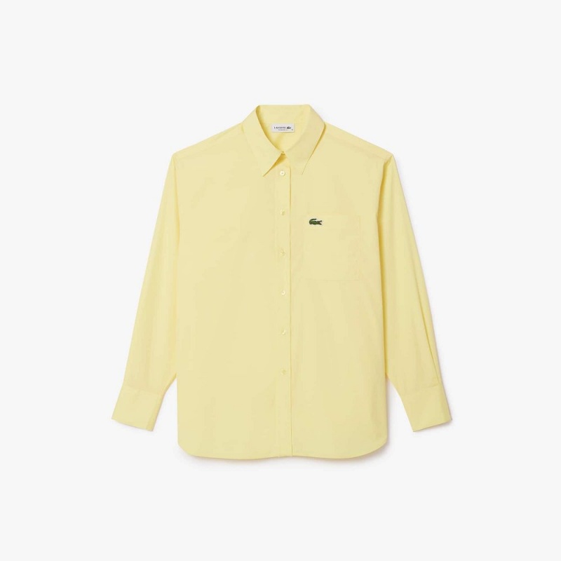 Women's Lacoste Oversized Fit Cotton Poplin Shirt Pastel yellow | BZP718403