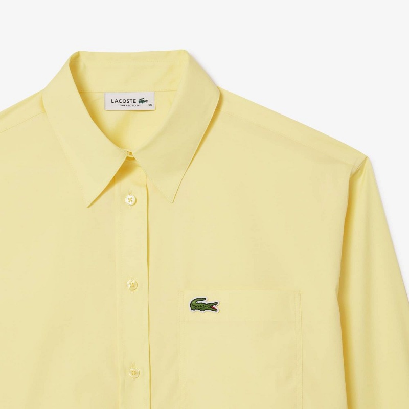 Women's Lacoste Oversized Fit Cotton Poplin Shirt Pastel yellow | BZP718403