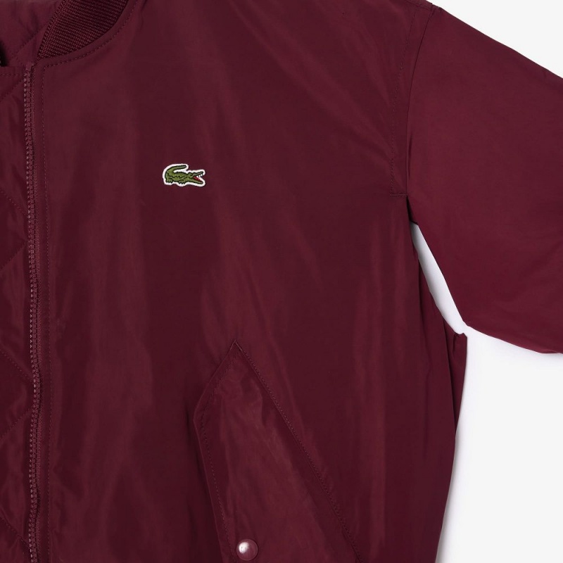 Women's Lacoste Oversized Ribbed Cuff Bomber Jackets Bordeaux | LDK139768