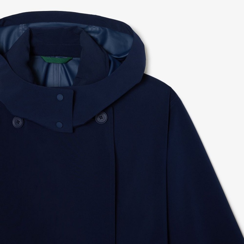 Women's Lacoste Oversized Trench Coat Jackets Navy Blue | GRK752493