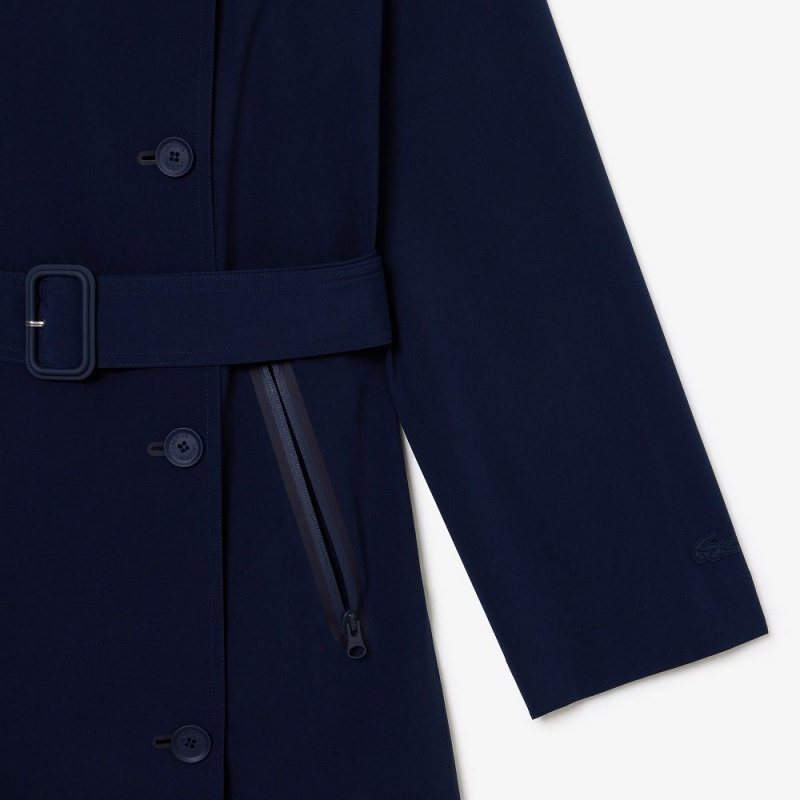 Women's Lacoste Oversized Trench Coat Jackets Navy Blue | GRK752493