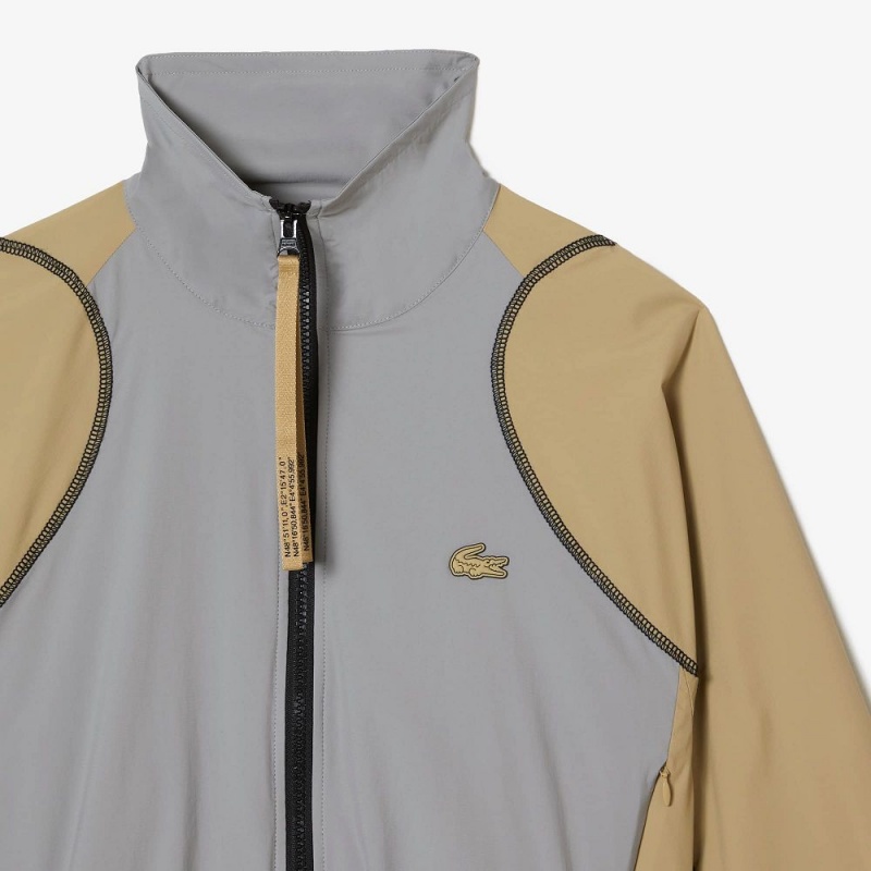 Women's Lacoste Oversized Two-Tone Jackets Grey Beige | QKX123960