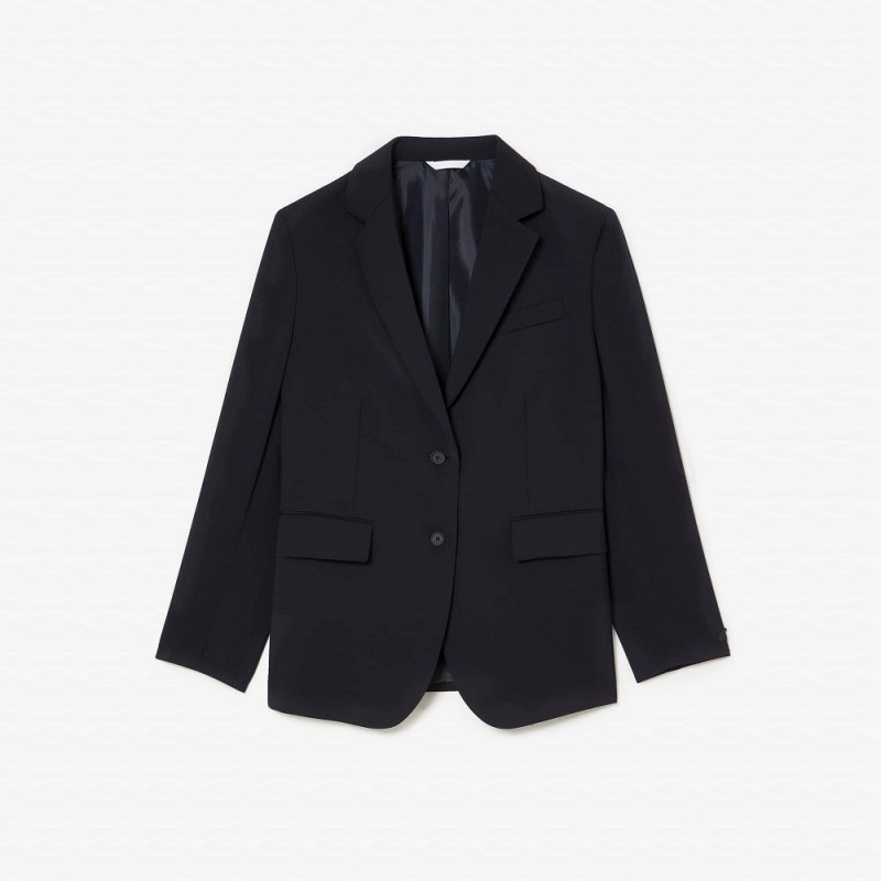 Women's Lacoste Oversized Wool Blazer Jackets Abysm blue | KFW094632