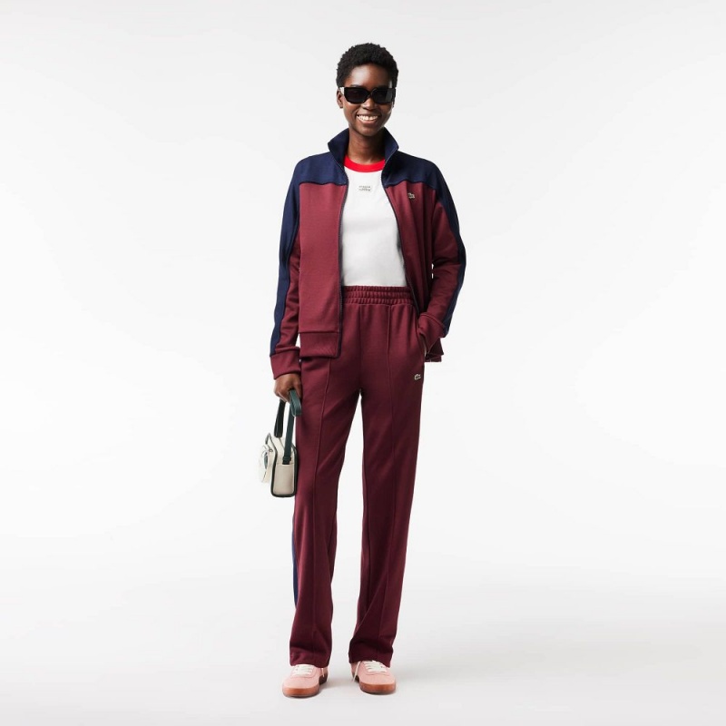 Women's Lacoste Paris Colorblock Cotton Sweatpants Bordeaux Navy Blue | AIX674253