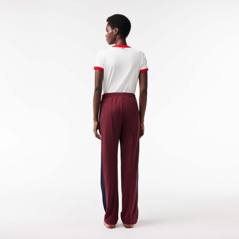 Women's Lacoste Paris Colorblock Cotton Sweatpants Bordeaux Navy Blue | AIX674253