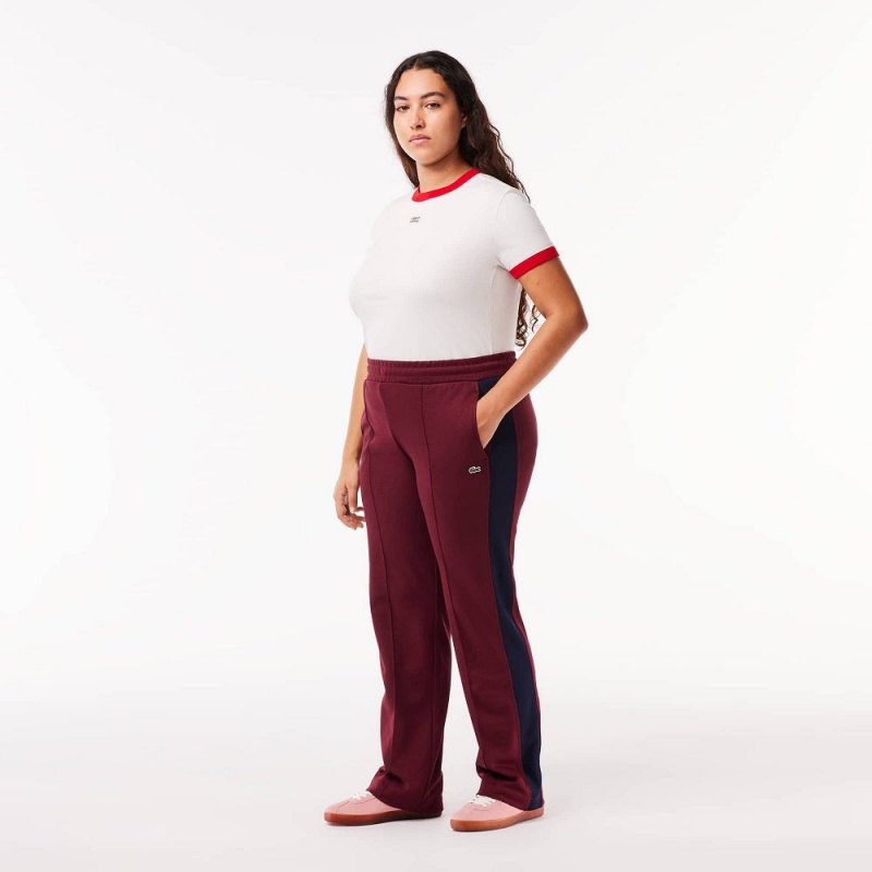 Women's Lacoste Paris Colorblock Cotton Sweatpants Bordeaux Navy Blue | AIX674253