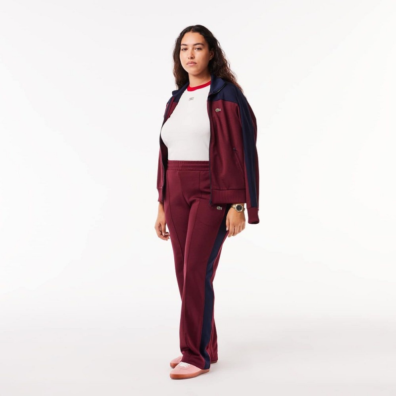 Women's Lacoste Paris Colorblock Cotton Sweatpants Bordeaux Navy Blue | AIX674253