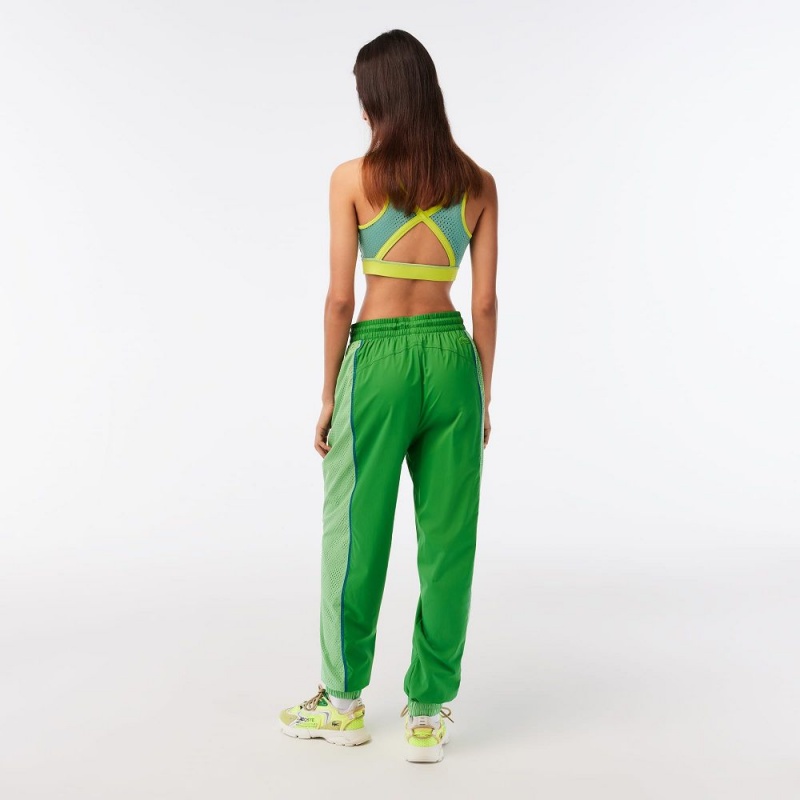 Women's Lacoste Perforated Effect Joggers Green | HUL854091