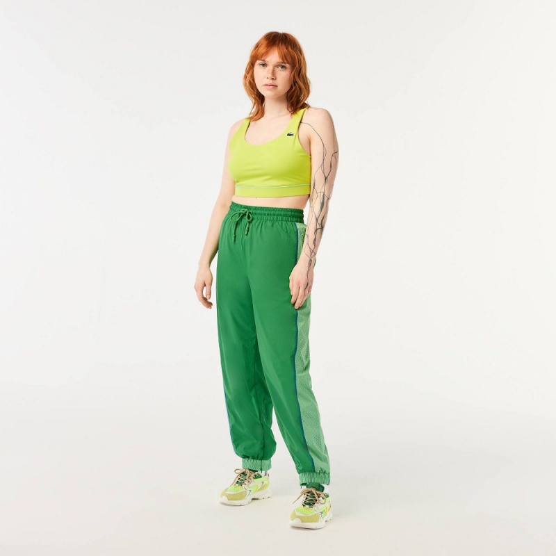 Women's Lacoste Perforated Effect Joggers Green | HUL854091