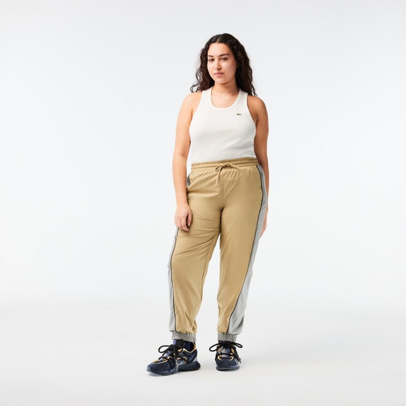 Women's Lacoste Perforated Effect Joggers Beige Grey | UYZ368742