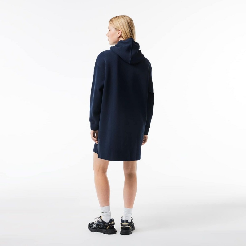 Women's Lacoste Piqué Hoodie Dress Navy Blue | GVW497215