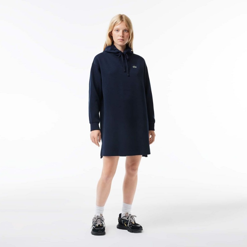 Women\'s Lacoste Piqué Hoodie Dress Navy Blue | GVW497215