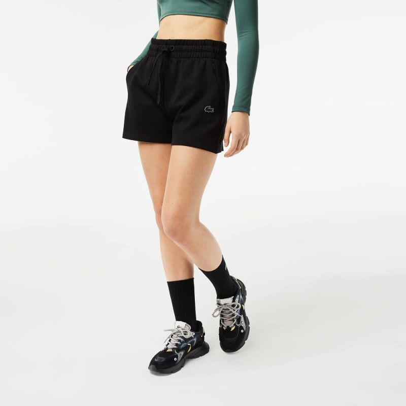 Women's Lacoste Plain Shorts Black | RLQ627041