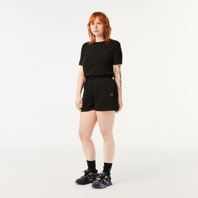 Women's Lacoste Plain Shorts Black | RLQ627041