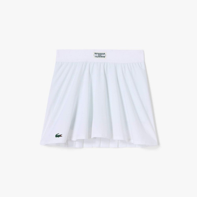 Women's Lacoste Pleated Back Ultra-Dry Tennis Skirt White Green | CYD148306