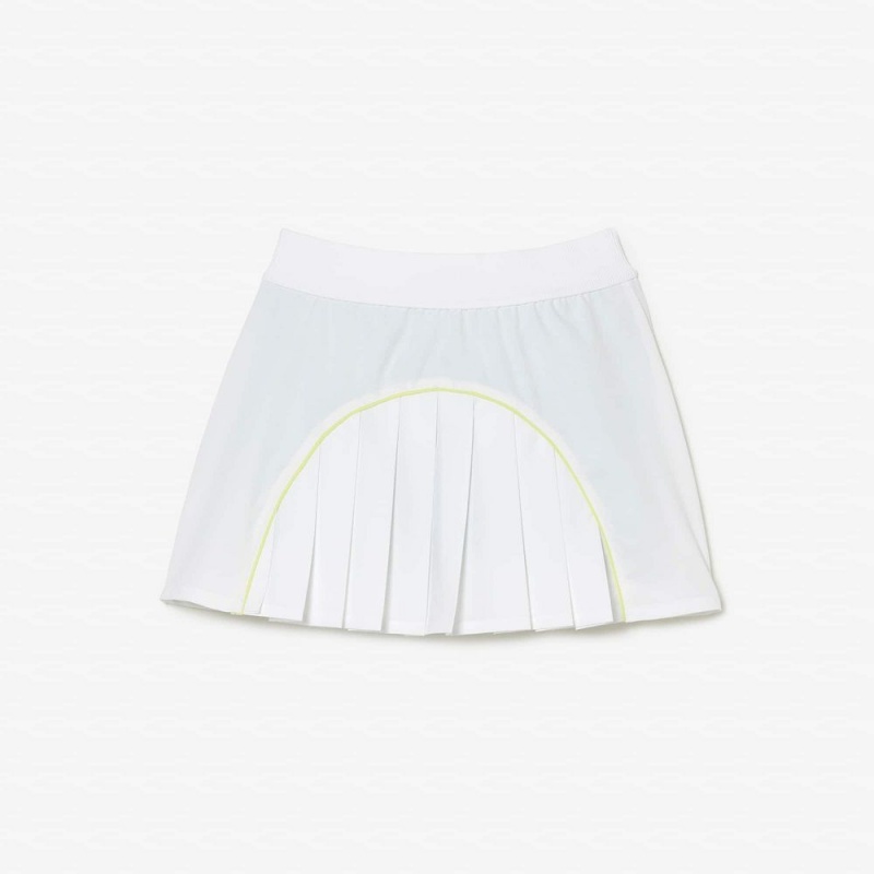 Women's Lacoste Pleated Back Ultra-Dry Tennis Skirt White Green | CYD148306