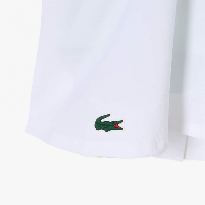 Women's Lacoste Pleated Back Ultra-Dry Tennis Skirt White Green | CYD148306