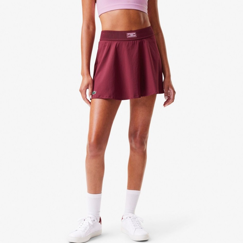 Women's Lacoste Pleated Back Ultra-Dry Tennis Skirt Bordeaux | RPH348921