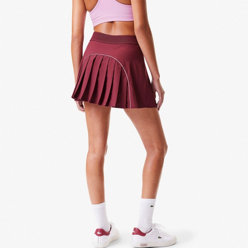 Women's Lacoste Pleated Back Ultra-Dry Tennis Skirt Bordeaux | RPH348921