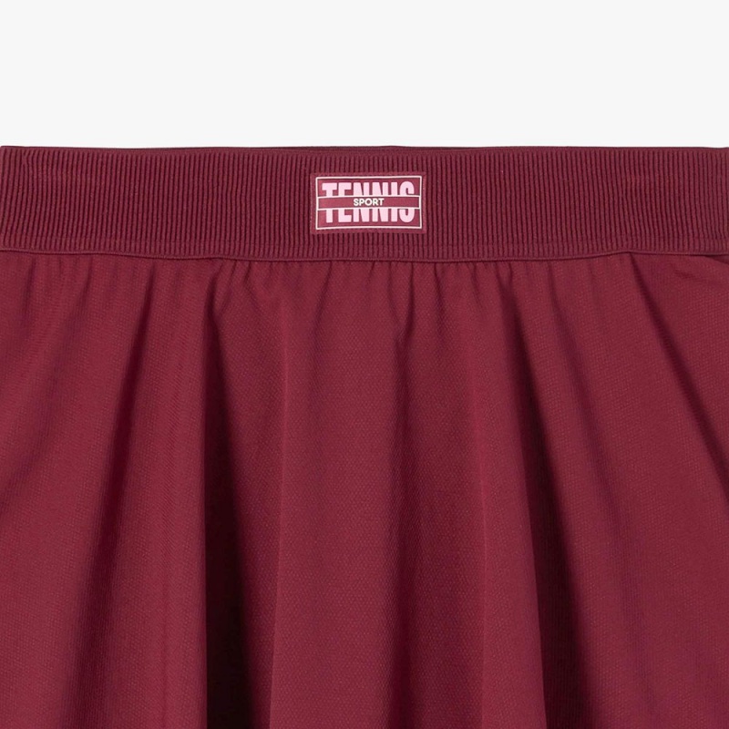 Women's Lacoste Pleated Back Ultra-Dry Tennis Skirt Bordeaux | RPH348921