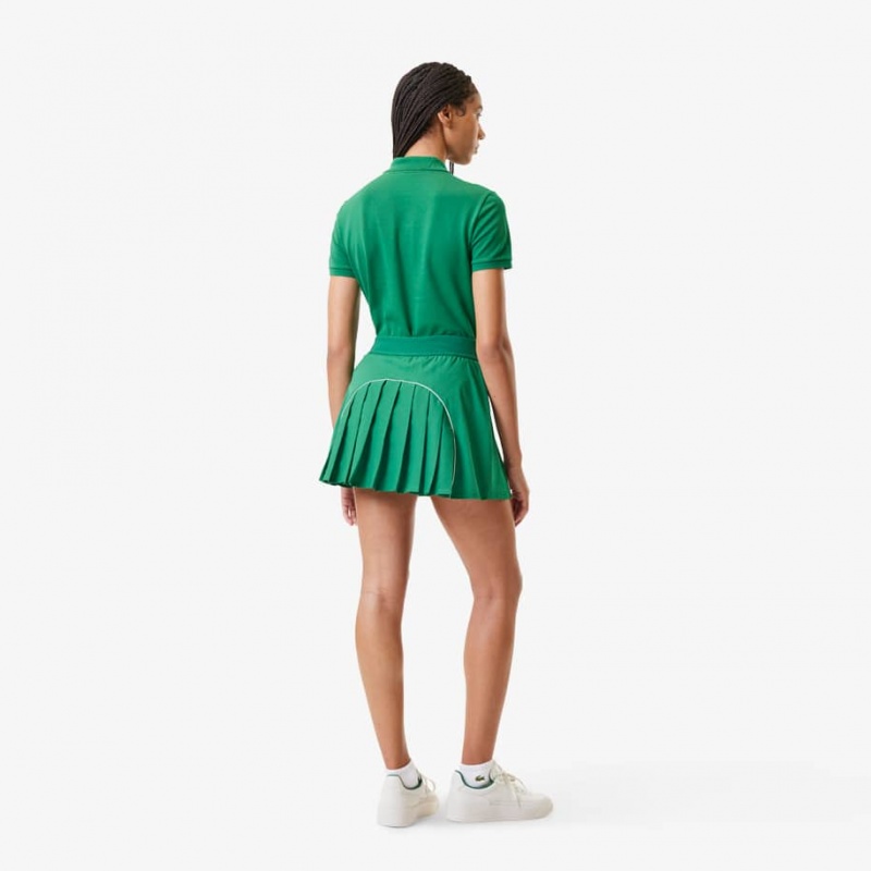 Women's Lacoste Pleated Back Ultra-Dry Tennis Skirt Green | PYL816492