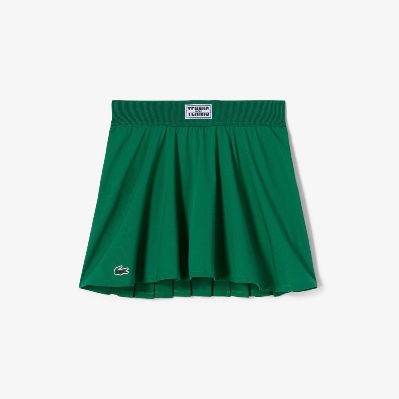 Women's Lacoste Pleated Back Ultra-Dry Tennis Skirt Green | PYL816492