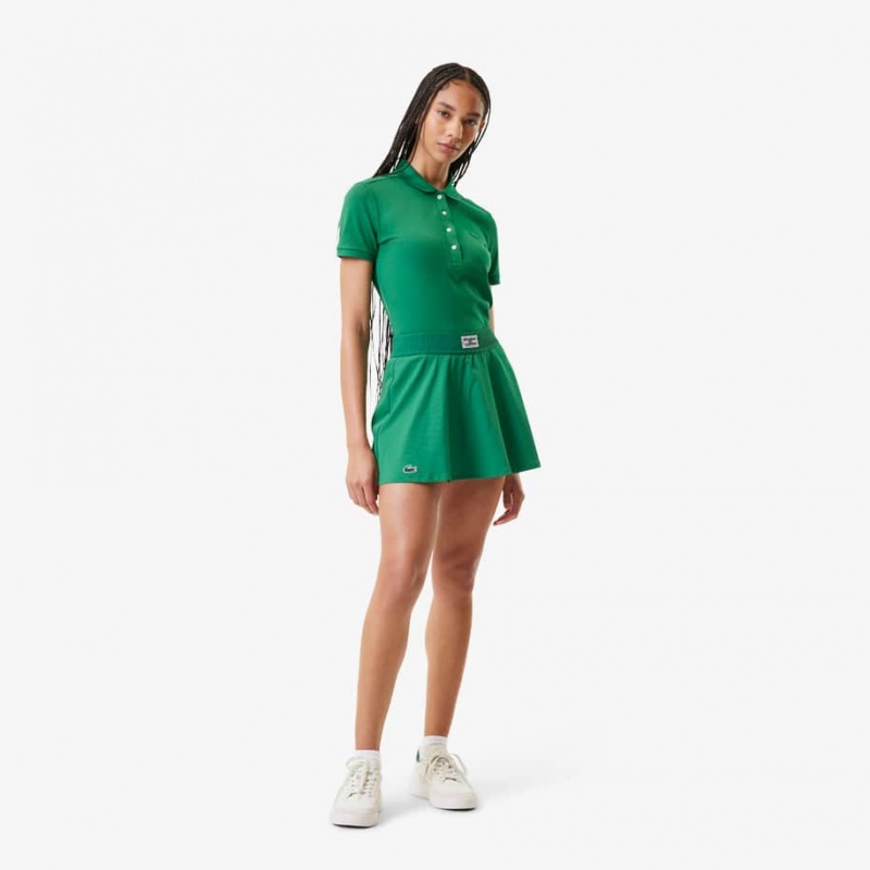 Women\'s Lacoste Pleated Back Ultra-Dry Tennis Skirt Green | PYL816492