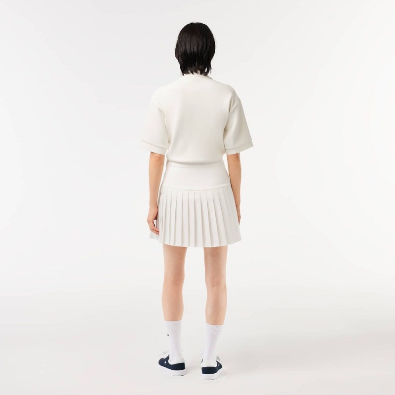 Women's Lacoste Pleated Button Waist Skirt White | XLR837251